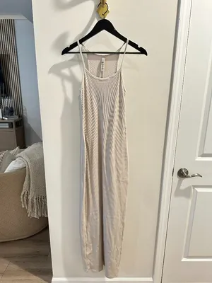 SKIMS Cotton Rib Maxi Dress in Stone Size Small thumbnail 4