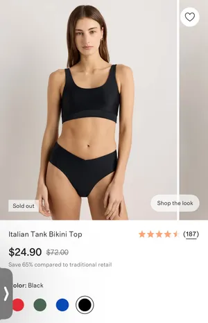 New Quince Italian Tank Bikini Top in Black Size Small thumbnail 2