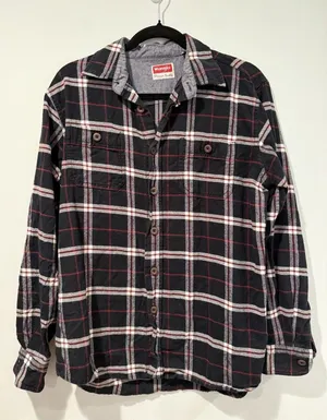 Wrangler Flannel Top Womens Medium Plaid Western Country 100% Cotton Travel thumbnail 1