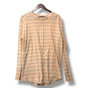 We The Free Free People Striped Long Sleeve Top M‎ Peach Speckled Grunge thumbnail 2
