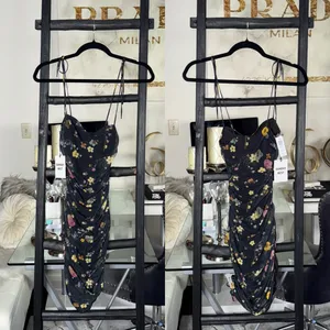 Aritzia Sunday Best XXS Caruso Black Floral Mesh Midi Dress Ruched Bodycon New thumbnail 3
