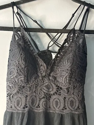PINK Victoria's Secret Whimsigoth Black Lace Babydoll Mini Dress XS Gothic Fairy thumbnail 2