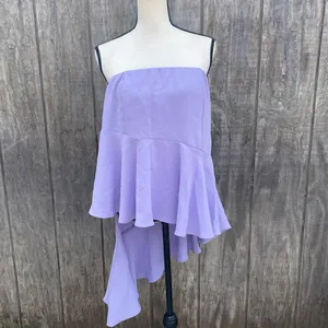 Amanda Uprichard Strapless Lavender Flowy Ruffle Top Size Large NWOT thumbnail 3