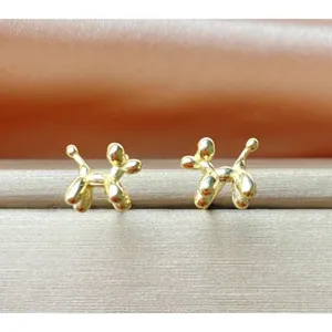 NEW Dainty Unisex Gold‎ Plated Sterling Balloon Dog Earrings, 0.7 x 0.7cm thumbnail 14
