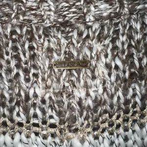 Billabong Designers Closet Open Cardigan Size Medium‎ Tan Cream Metallic Knit thumbnail 3