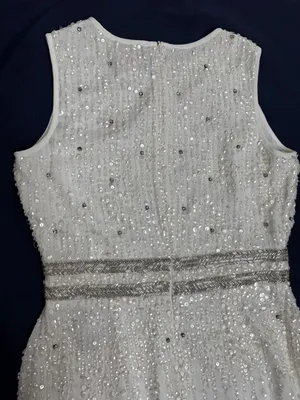 Mac Duggal Ivory Sequin Beaded Formal Maxi Dress Size 6 NWT thumbnail 5