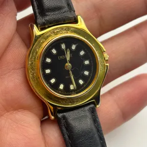 Vintage Gold-tone Embassy Black Dial Women’s Quartz Watch Working thumbnail 4