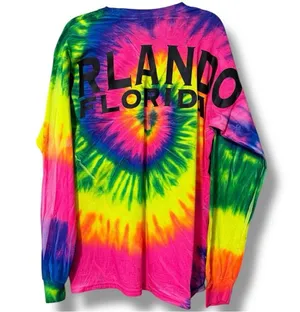 GILDAN size large multi color Tie-Dye Long Sleeve Shirt Orlando Florida beachy thumbnail 8