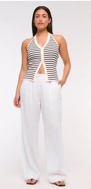 Abercrombie White Linen Pants thumbnail 1