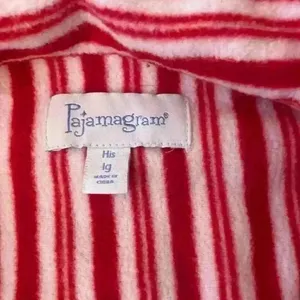 Pajamagram Pajamas Christmas Candy Cane Flannel Top Satin Shorts Size Large thumbnail 4
