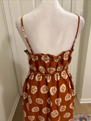 Free People Leanna Bandeau Tube Maxi Dress In Brick Combo Cotton NWT Size Large thumbnail 12