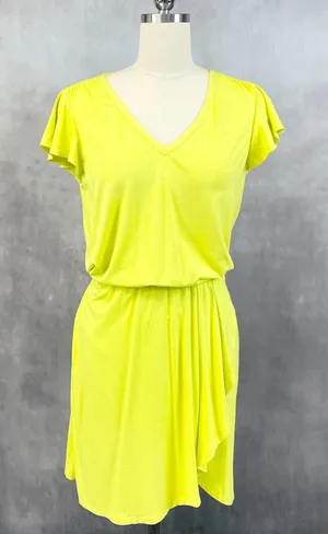 WHBM Glamgetter Dress Womens Medium Limelight Dopamine Maximalist‎ Stretchy Twee thumbnail 1