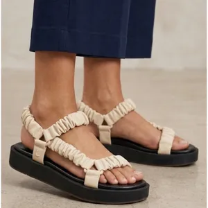 Circus by Sam Edelman Harlene Cream Ruched Scrunchie Platform Sandals 8 thumbnail 1