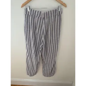 Abercrombie & Fitch Blue White Striped Linen Blend Wide Leg Pants Medium Regular thumbnail 3