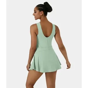 Halara Everyday Stretchy 2in1 Flare Golf Dress Casual BFF Bean Green NWT XS thumbnail 2