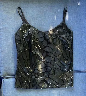 𝅺WHITE House Black Market, Black Sequin Tank Top. Size XS. thumbnail 4