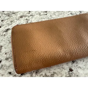 Coach Tan Leather Zip Around Continental Wallet thumbnail 7