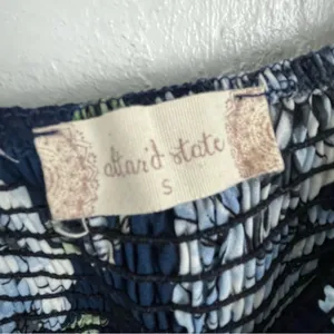 ALTAR’D STATE Blue Floral Smocked Bodice On/Off Shoulders Side Split Dress Small thumbnail 3