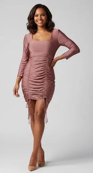 Ruched Bodycon Dress Pink Size M thumbnail 1