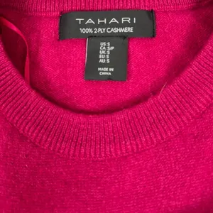 Tahari Womens Magenta Pink 100% 2-Ply Cashmere Crewneck Sweater Small High Low thumbnail 3
