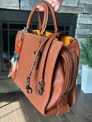 Coach 1941 Rogue 31 Leather Satchel Purse, 38124, Tan / Brown / Gunmetal thumbnail 2