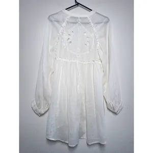 Free People Ivory Button Up High Low Tunic Embroidered Cutout Back M thumbnail 8