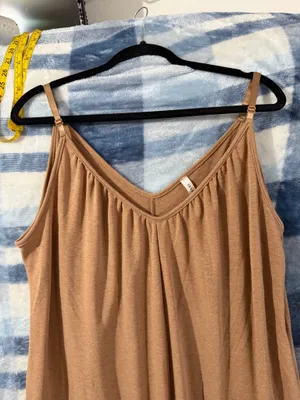 Emerald V-Neck Sleeveless Wide Leg High Low Hem Jumpsuit in Brown 1X thumbnail 8