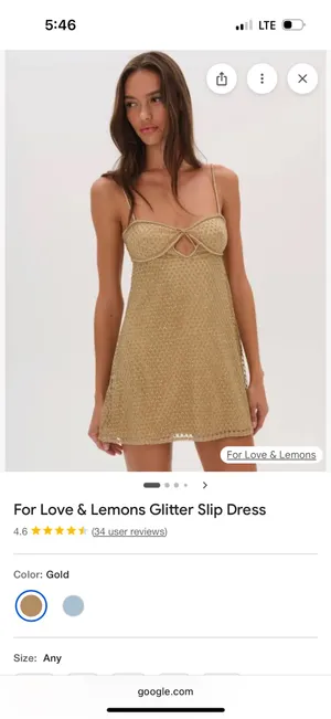 For love and lemons gold mini slip dress thumbnail 3