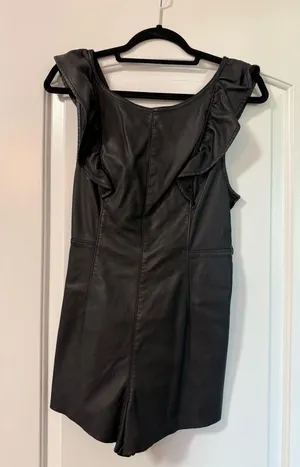Free People Faux Leather Romper Black thumbnail 1