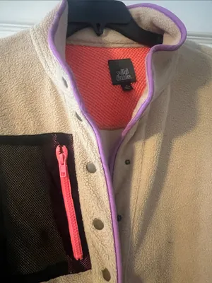 wild fable Beige Fleece Bomber Jacket with Pink Trim thumbnail 5