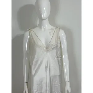 Oscar de la Renta Pink Label Women XL Satin Nightgown Long Robe Set Ivory Bridal thumbnail 6