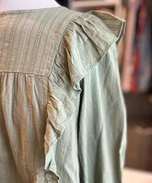 LOFT Ruffle Army Green Top Small thumbnail 5