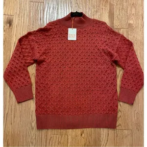 Knox rose nwt pointelle mock neck burgundy sweater m thumbnail 4