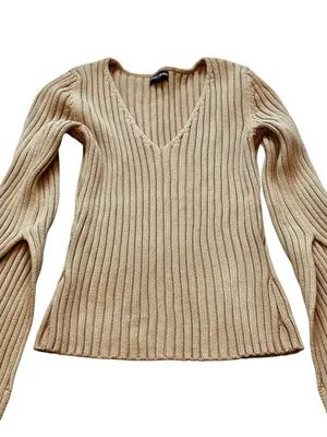 Vintage Guess V-Neck Sweater Dramatic Flare Sleeve 90s Y2K Britney Spears Boho thumbnail 4