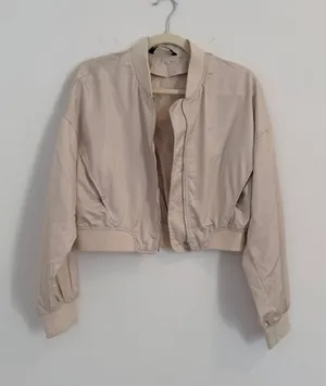 Light Beige Zara Cropped Bomber Jacket thumbnail 1