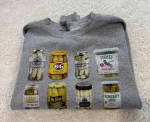 Unisex Pickle Jar Sweatshirt Crewneck Graphic Gray M Minimialist Fun Soft Goofy thumbnail 1