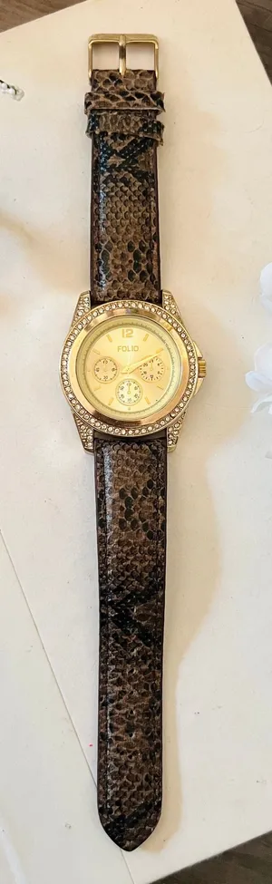 Gold & Snake Print Diamond Watch thumbnail 1