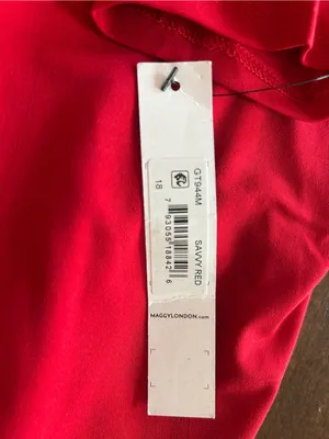 Maggy London Red Long-Sleeve Draped Waist Midi Dress thumbnail 4
