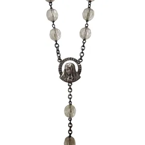 Vintage Roma Sterling Silver & AB Crystal Rosary thumbnail 3