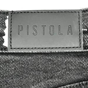 Pistola Cassie Crop Straight Jeans 27" Black Box Super High Rise Creased Denim‎ thumbnail 11