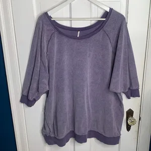 Free People Women's Sweater My Sweatshirt Scoop Neck Pullover Purple W-491 Sz S thumbnail 2