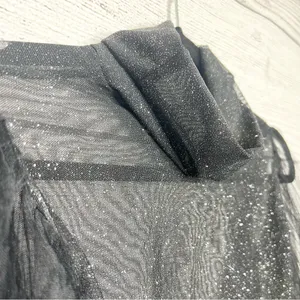 Sheer Black Sparkle Mesh Long Tulle Sleeve Crop Top Size Small thumbnail 5