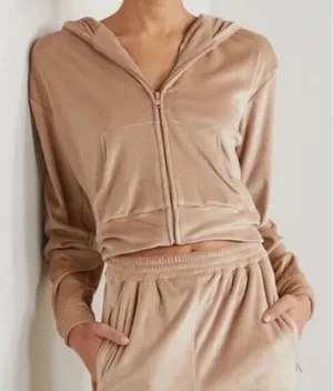 SKIMS Cropped Zip-Up Velour Hoodie Size xl thumbnail 1