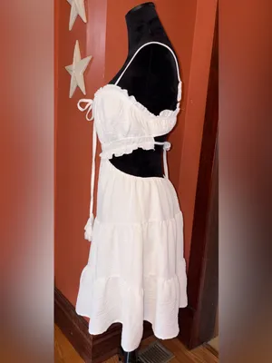 Wenrine white tiered cutout dress thumbnail 2