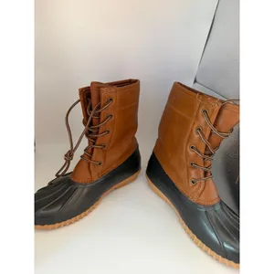 Sporto Arianna Duck Boots Womens 6.5M Brown Black Faux Fur Lined Waterproof Rain thumbnail 6
