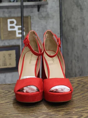 Sun Stone Block Heel Platform Sandals with Ankle Strap 10018613300 Red Micro 10M thumbnail 3