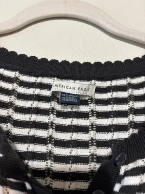 American Eagle Henley Pointelle Sweater T-Shirt thumbnail 4