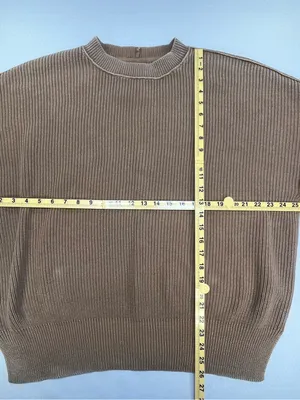 Aerie Love This Moment Brown Ribbed Sweater Shaker Stitch Side Slit Small thumbnail 9
