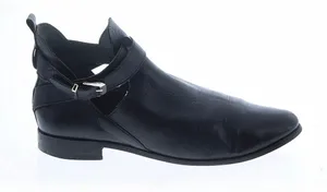 Andre Assous Black Leather Cutout Ankle Booties Buckle Strap Made in Spain Sz 40 thumbnail 1