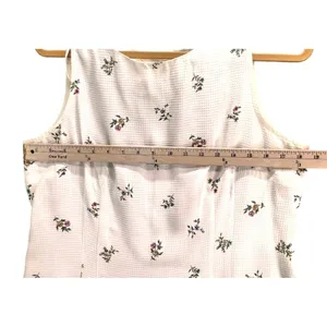 Vintage Boulevard De Paris Dress 14‎ White Linen Floral Texture Cottage Feminine thumbnail 6